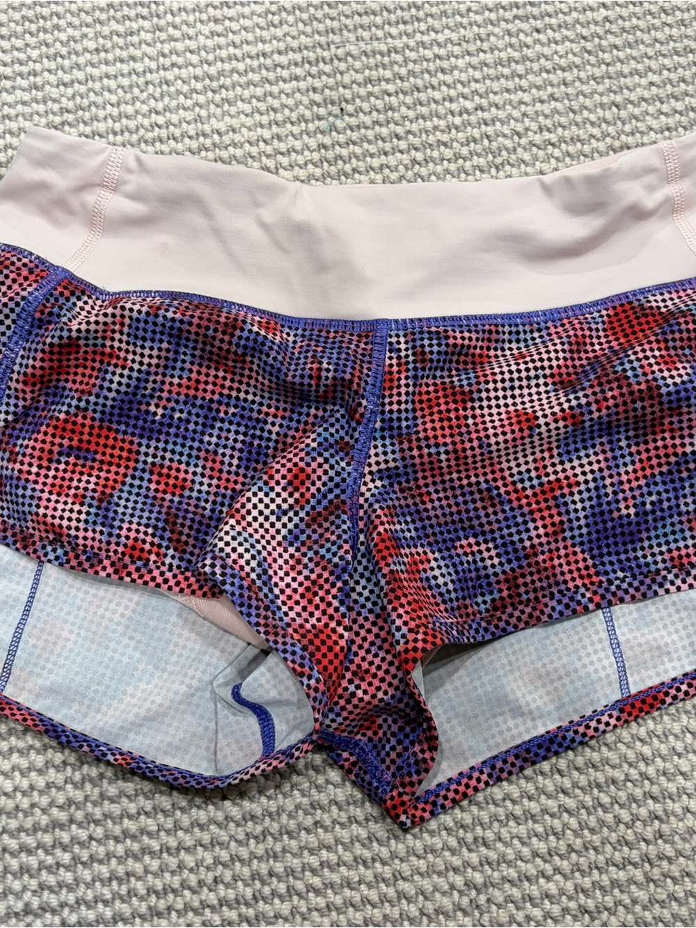 Lululemon Pink Waist Purple-Red Printed Athletic Shorts